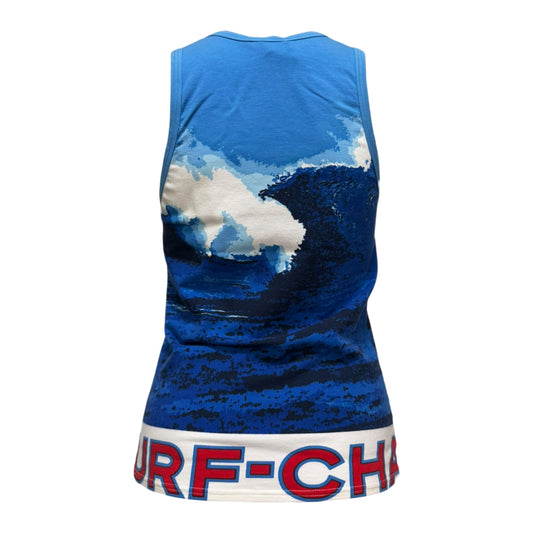 CHANEL Spring Summer 2002 Surf Line CC Logo Wave Print Tank Top
