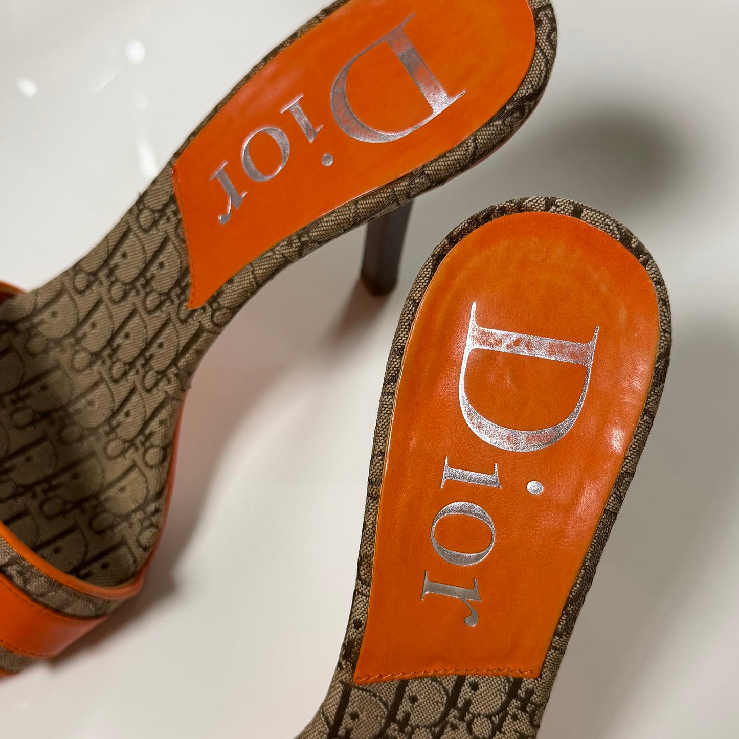 CHRISTIAN DIOR Spring Summer 2005 Diorissimo-Style Trotter Slide Heeled Mule Sandals