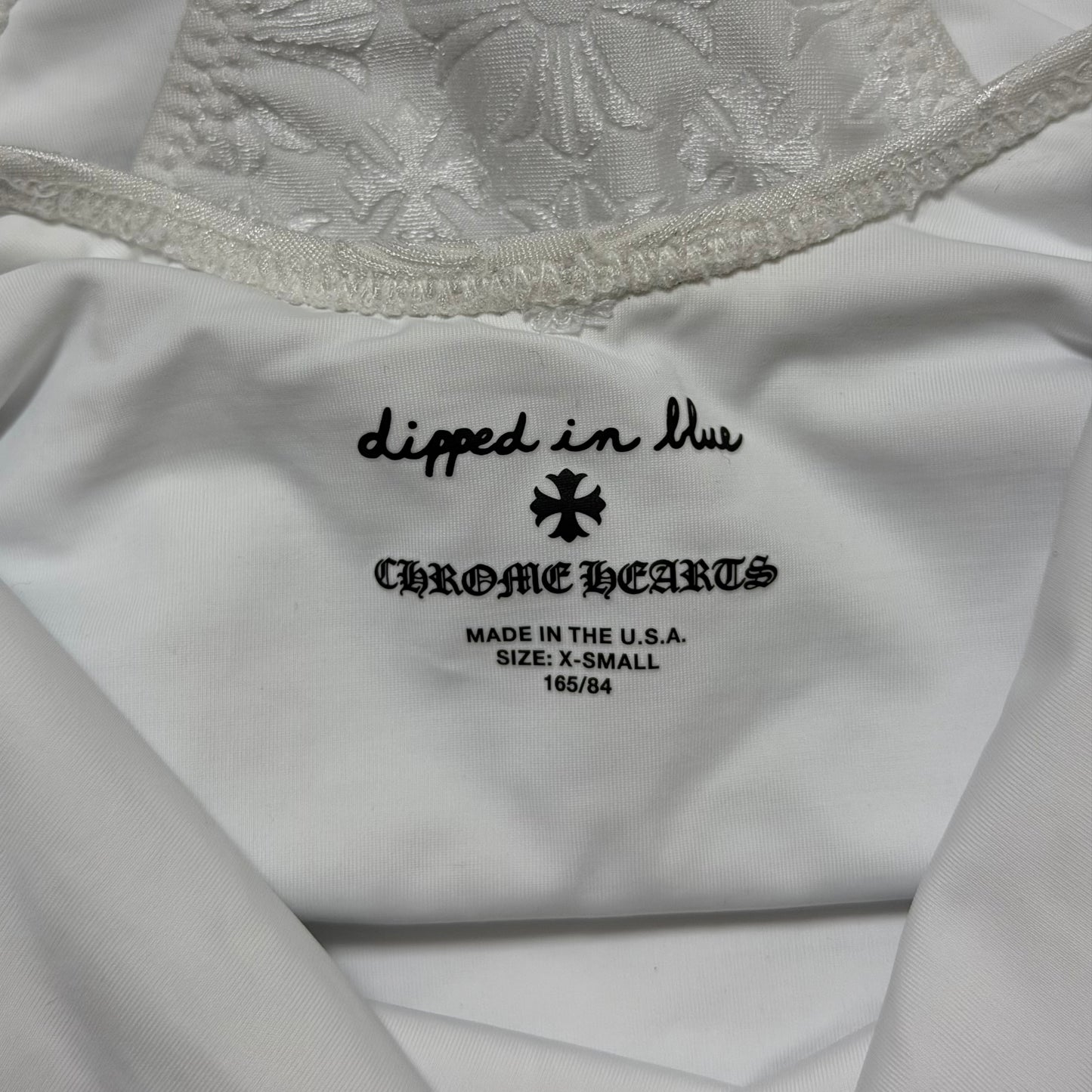 CHROME HEARTS "Dipped in Blue” Embossed Cross Halterneck One-Piece Swimsuit