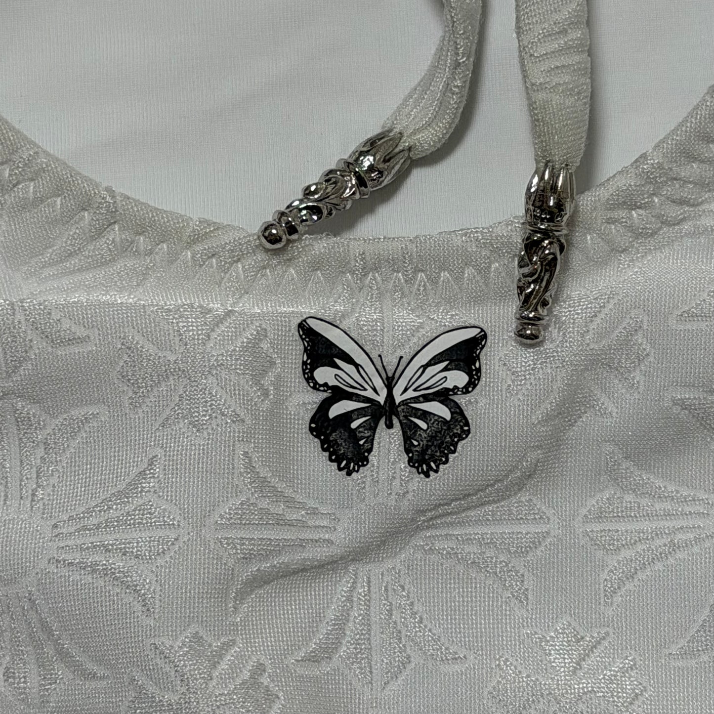 CHROME HEARTS "Dipped in Blue” Embossed Cross Halterneck One-Piece Swimsuit