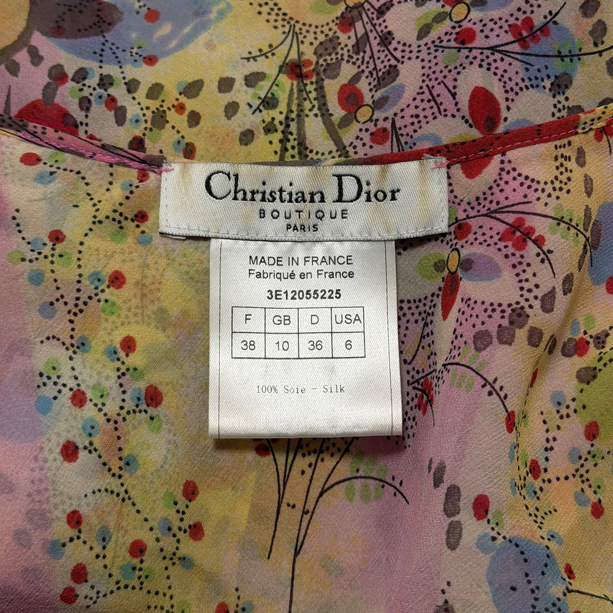 CHRISTIAN DIOR Spring Summer 2003 Floral Print Silk Ruffle Wrap Blouse