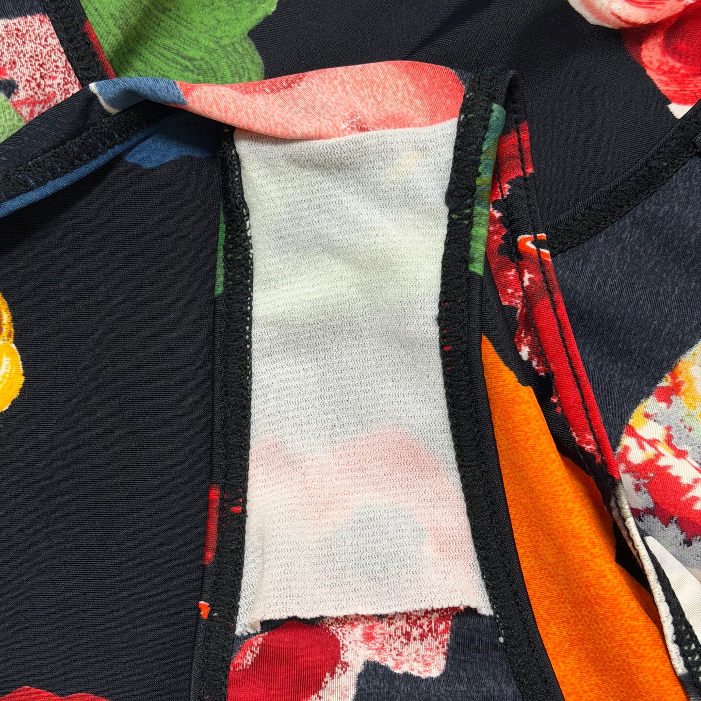 CHANEL Spring Summer 1992 Logo Abstract Floral One-Piece Swimsuit