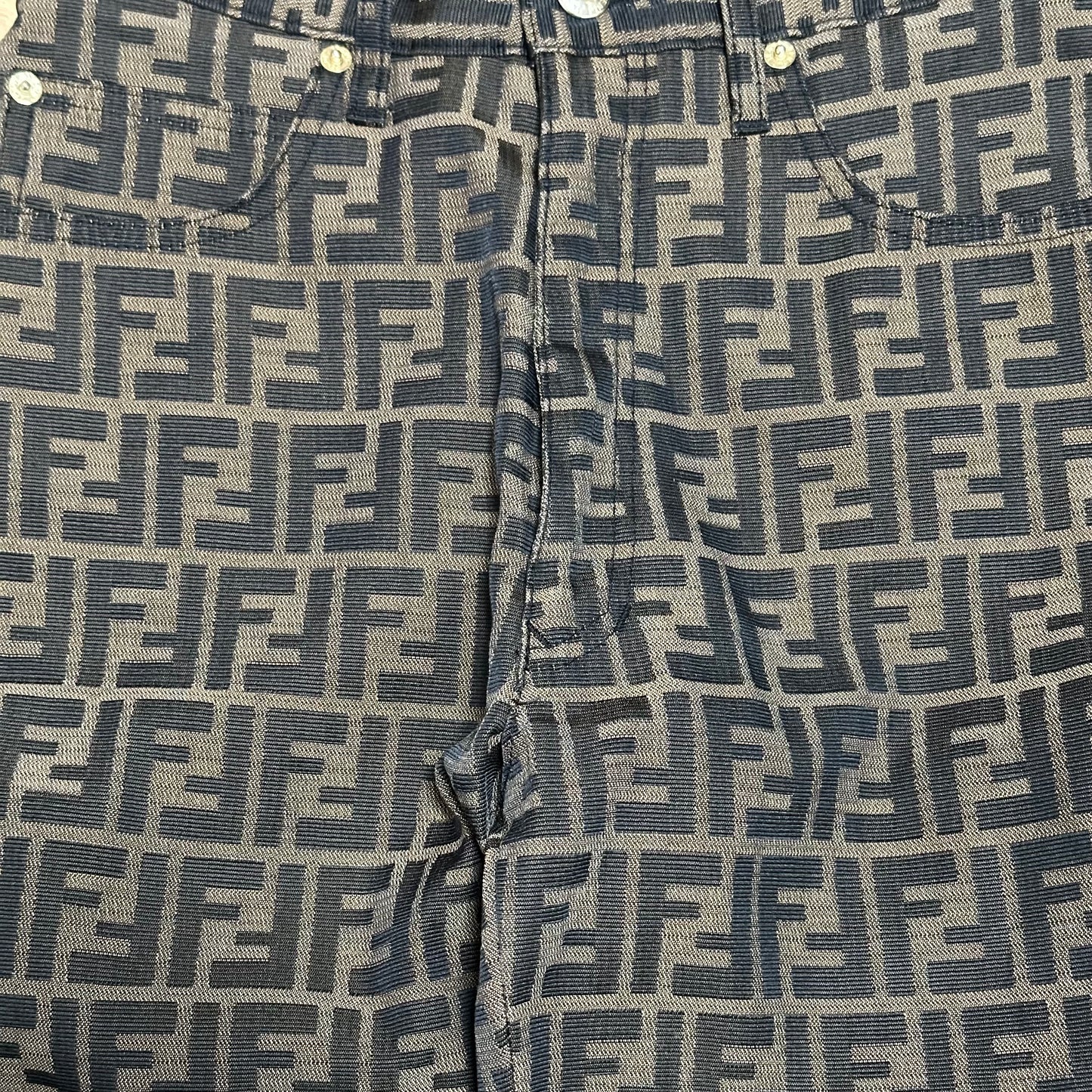 FENDI Vintage FF Zucca Monogram High Rise Straight Leg Pants