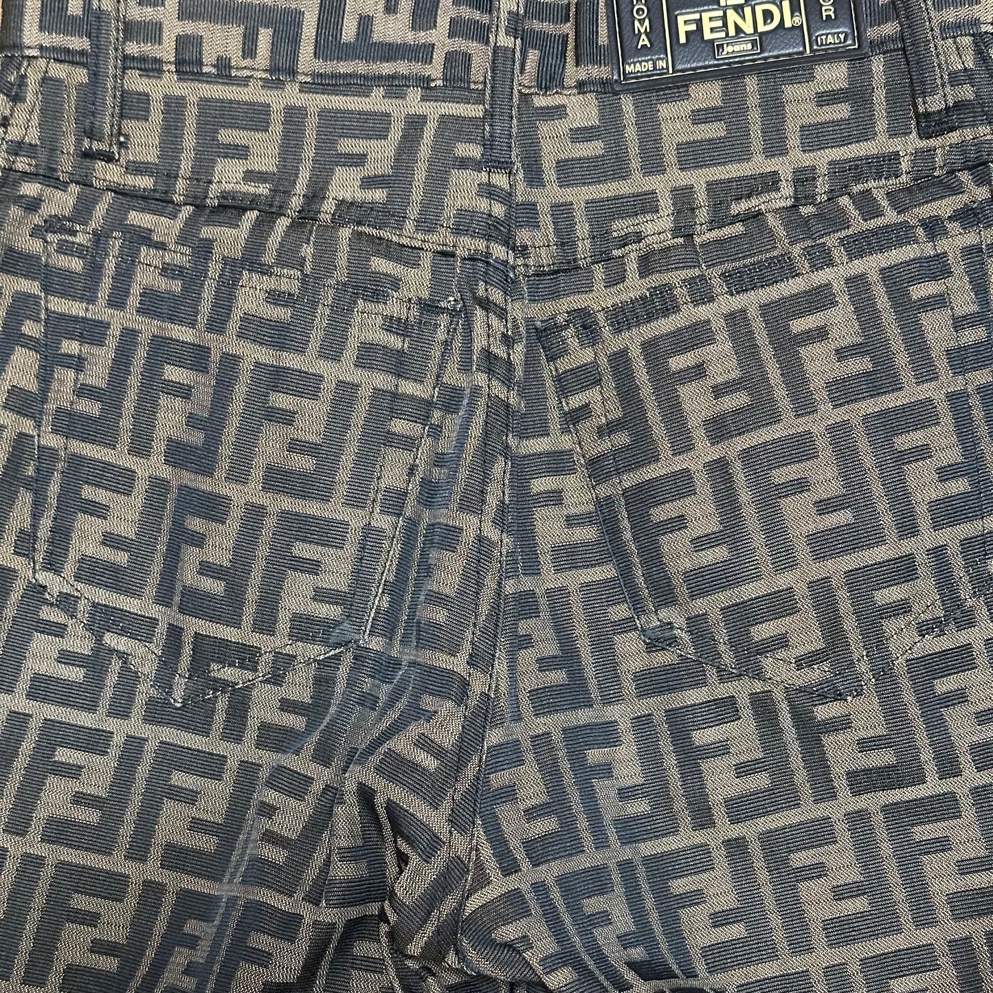 FENDI Vintage FF Zucca Monogram High Rise Straight Leg Pants