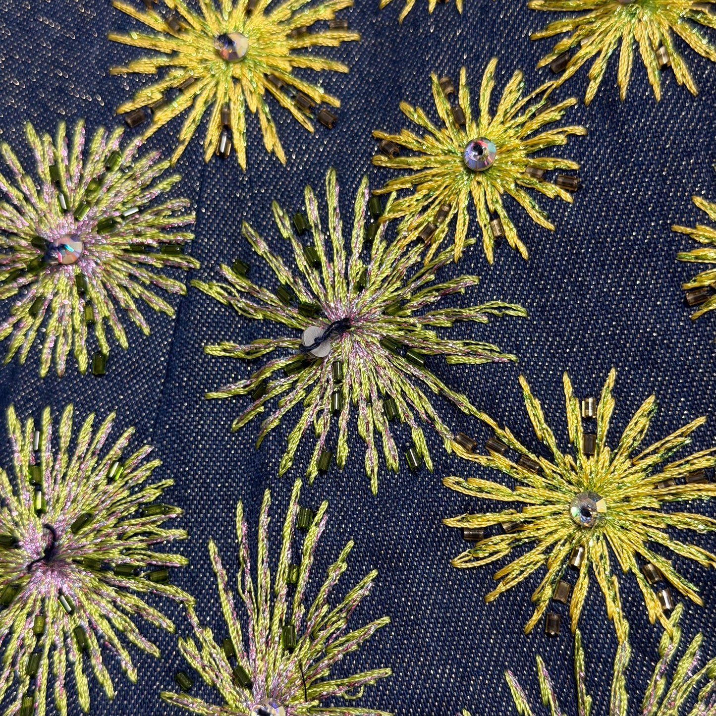 CHRISTIAN DIOR Spring Summer 2002 Fireworks Beaded Flared Denim Pants