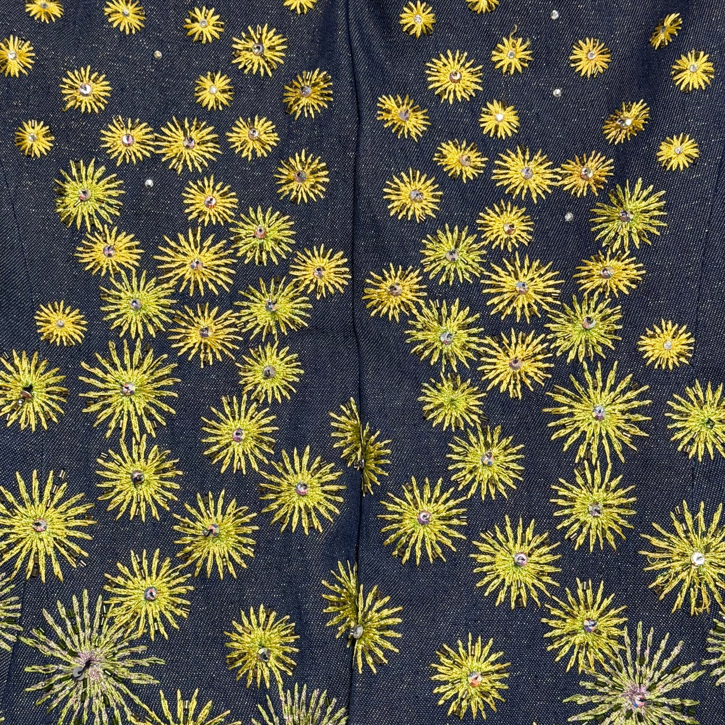 CHRISTIAN DIOR Spring Summer 2002 Fireworks Beaded Flared Denim Pants