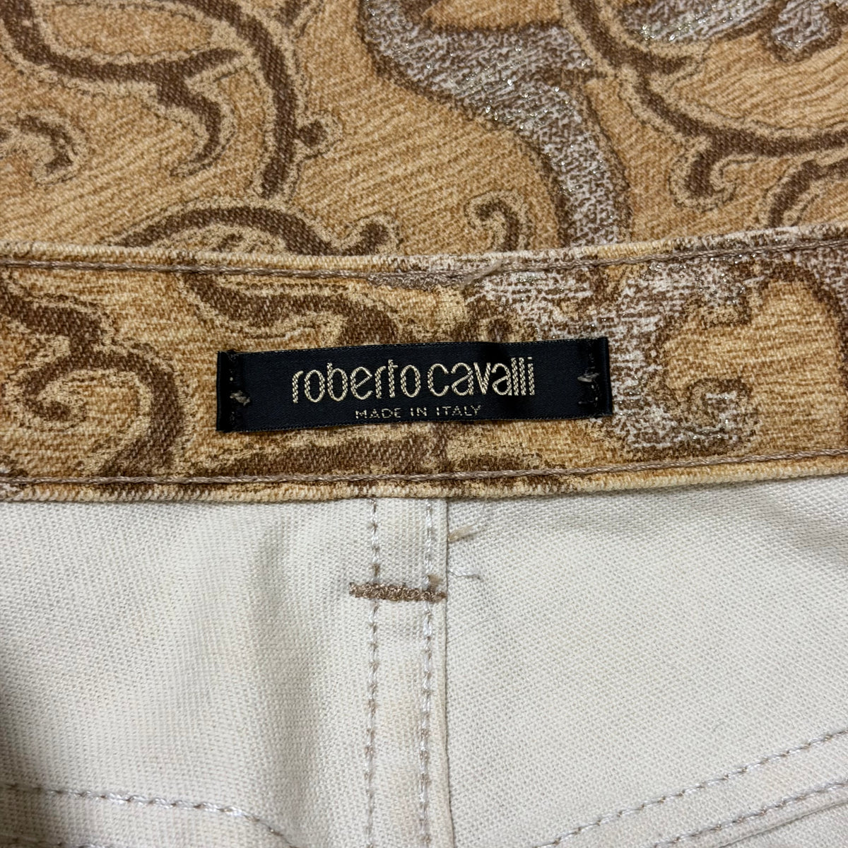 ROBERTO CAVALLI Vintage Baroque Pattern Straight Leg Pants