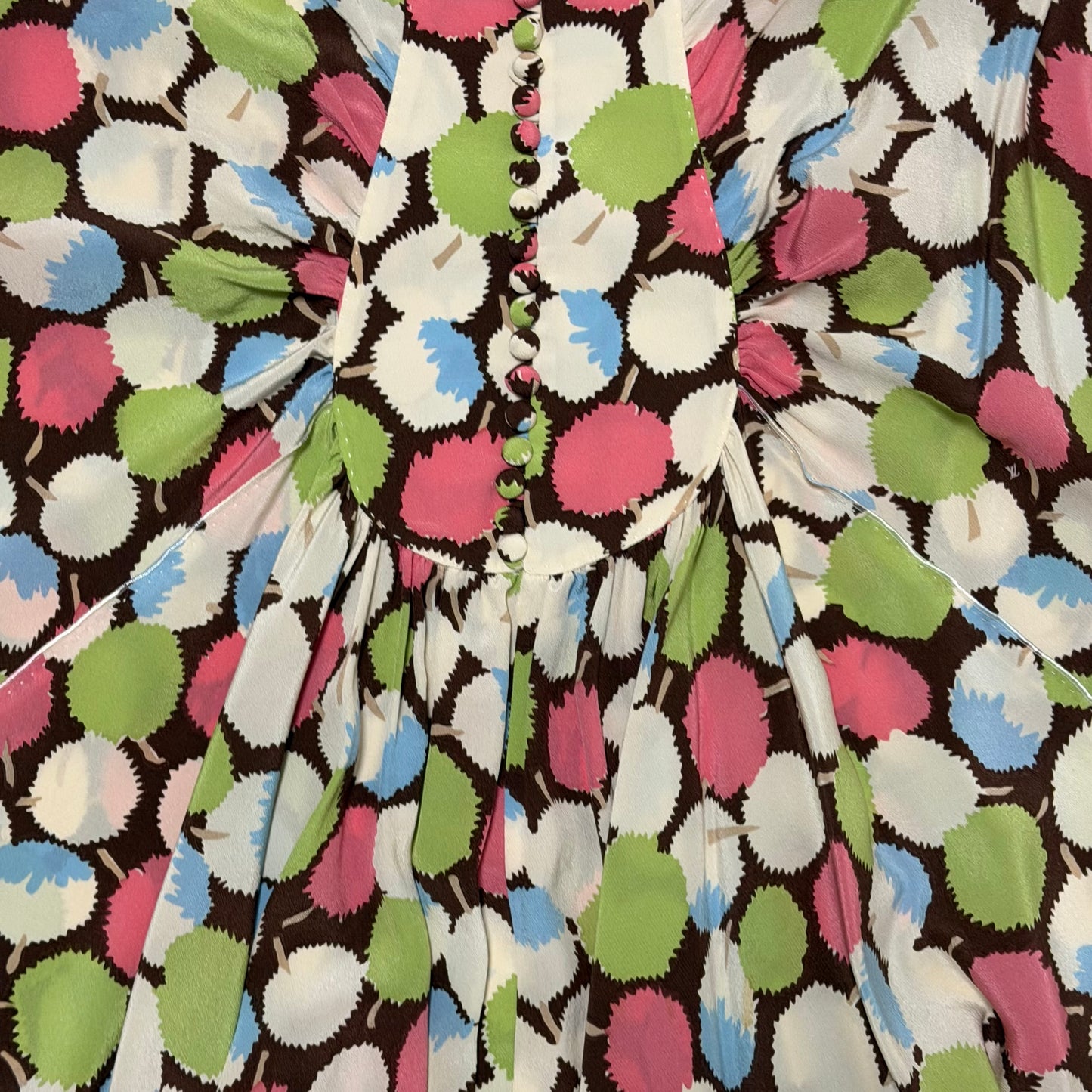 LOUIS VUITTON Spring Summer 2005 Apple Print Beaded Sequin-Trim Midi Skirt