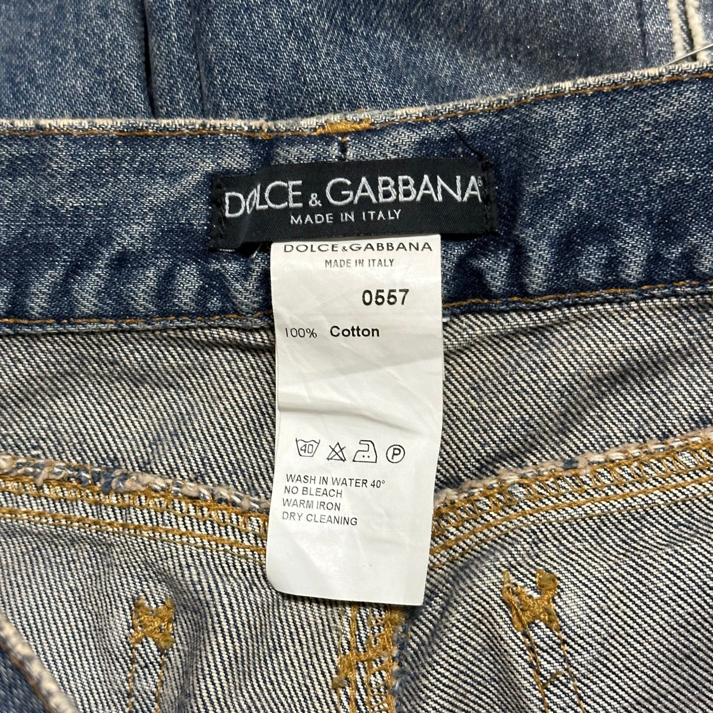 DOLCE&GABBANA Spring Summer 2001 Safety Pin Denim Pants