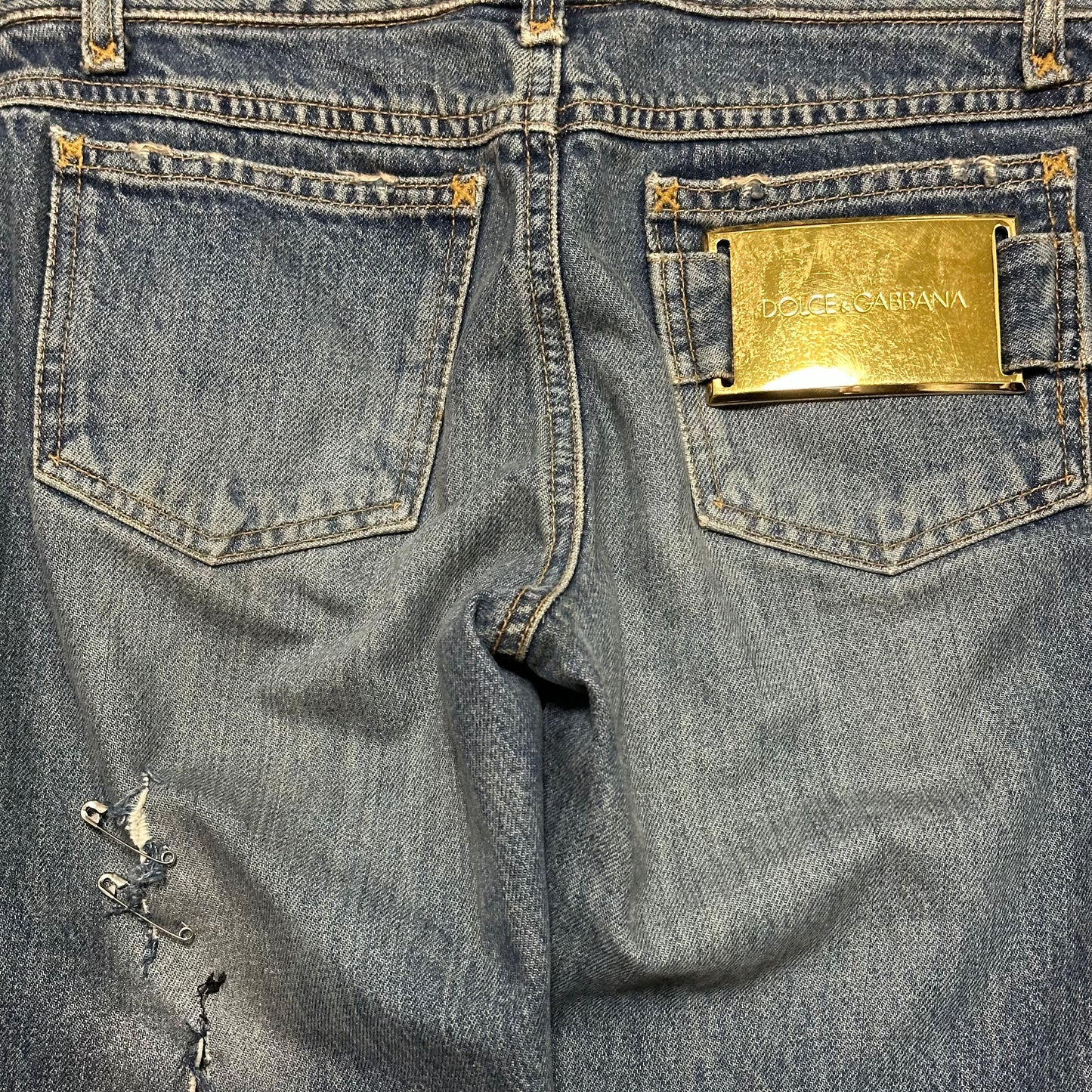 DOLCE&GABBANA Spring Summer 2001 Safety Pin Denim Pants