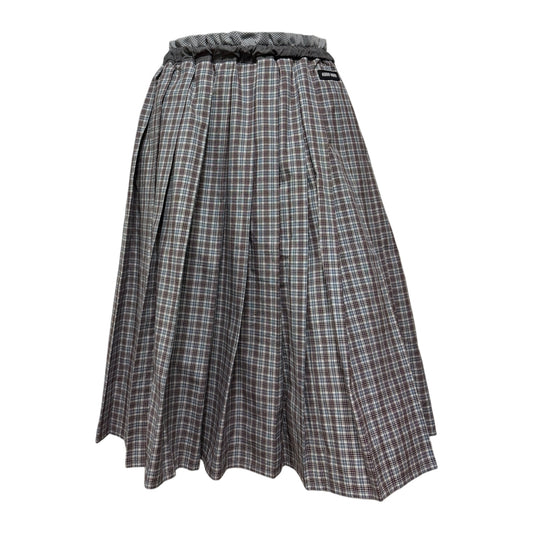 MIU MIU Spring 2025 Checked Mesh Pleated Midi Skirt