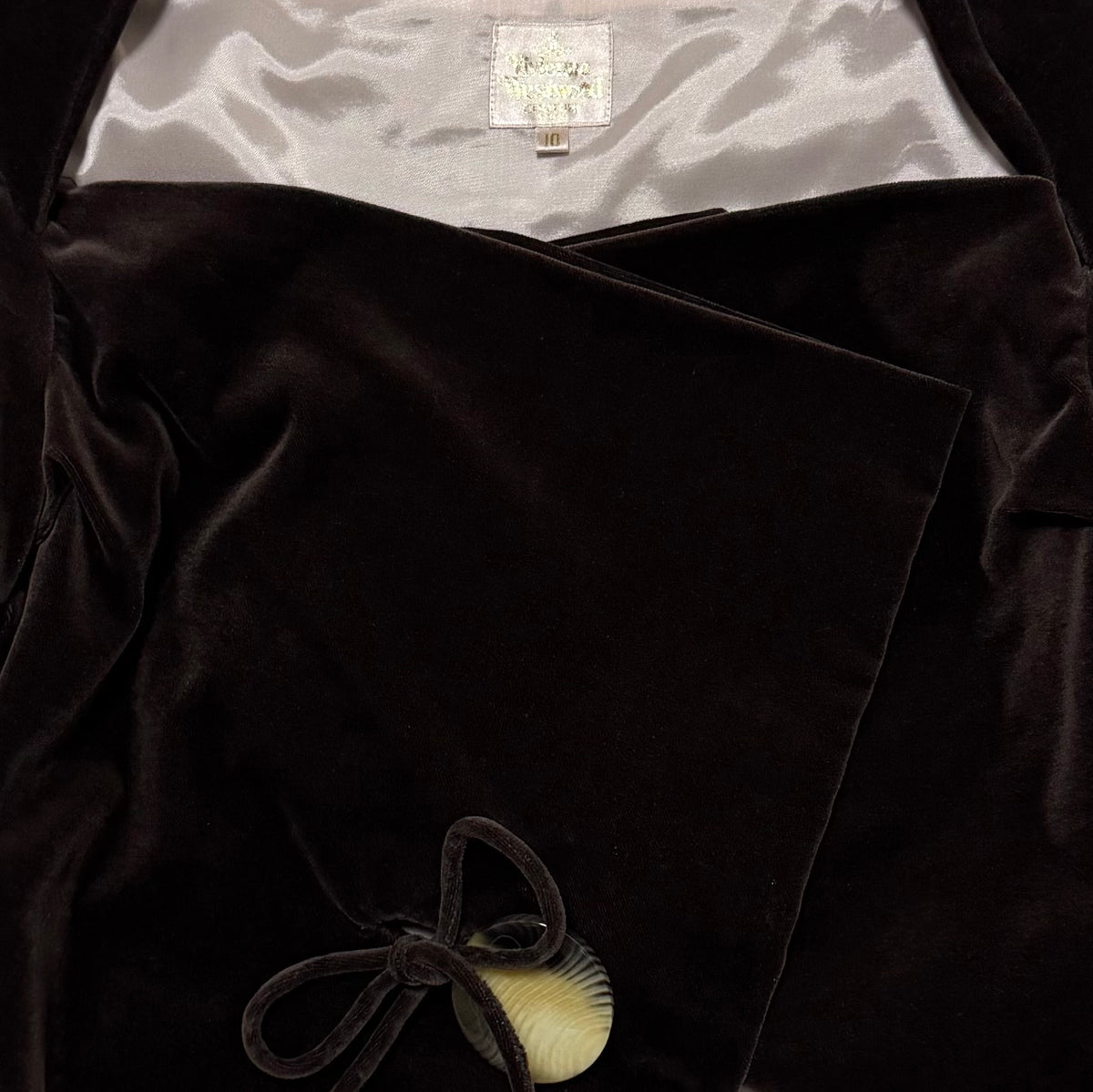 VIVIENNE WESTWOOD Fall Winter 1998 "Dressed To Scale" Velvet Cropped Jacket with Orb Buttons