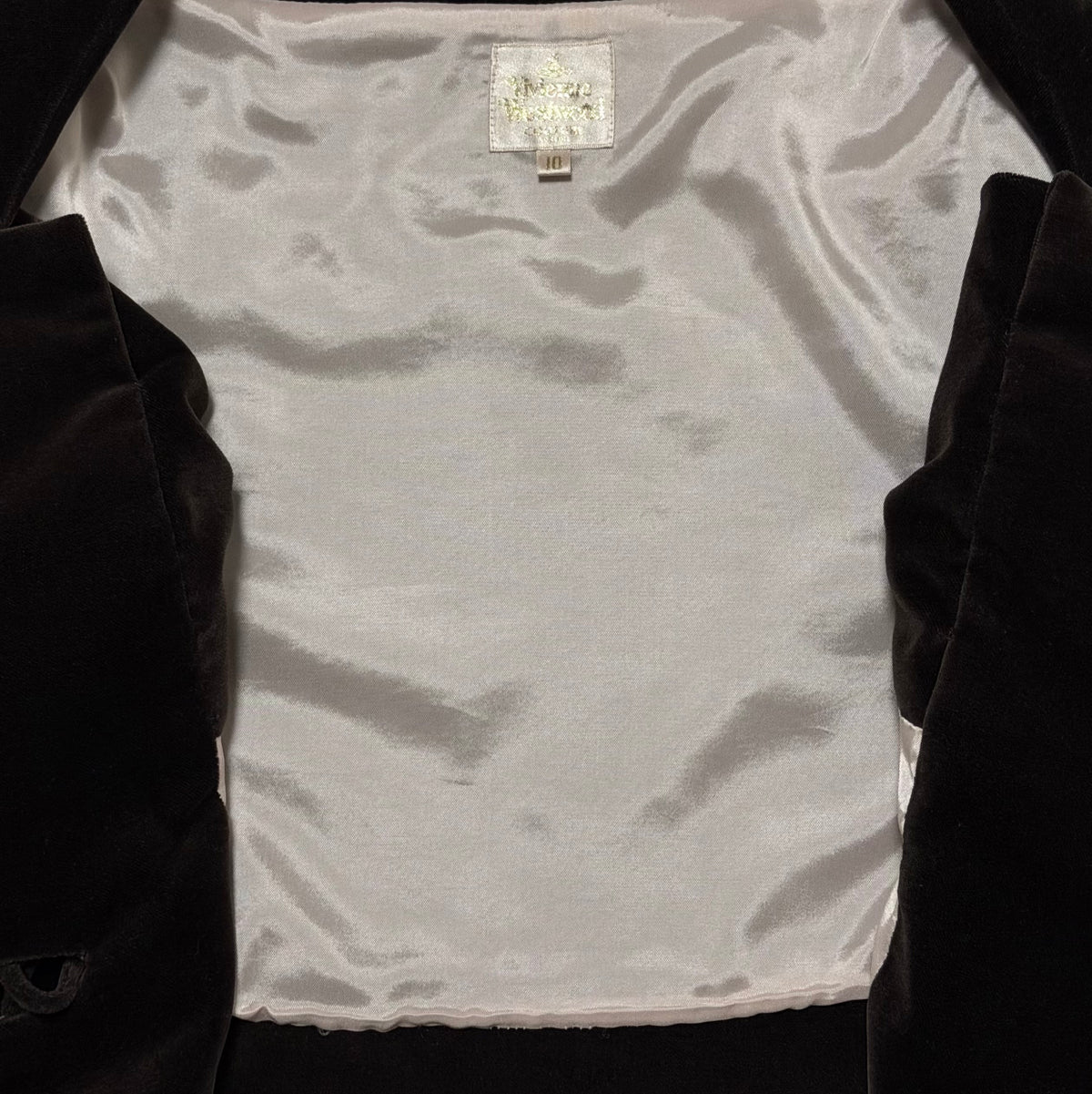 VIVIENNE WESTWOOD Fall Winter 1998 "Dressed To Scale" Velvet Cropped Jacket with Orb Buttons