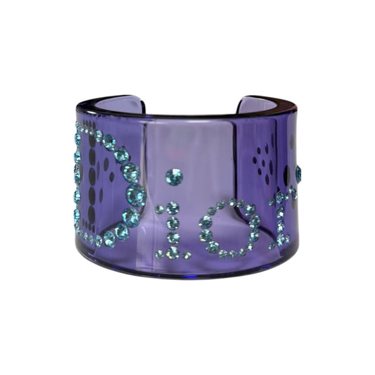 CHRISTIAN DIOR 2004 Lucite Cuff Bracelet with Blue Rhinestones