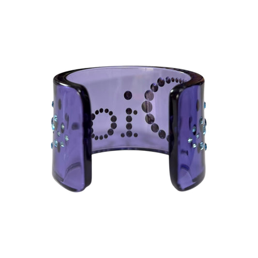 CHRISTIAN DIOR 2004 Lucite Cuff Bracelet with Blue Rhinestones