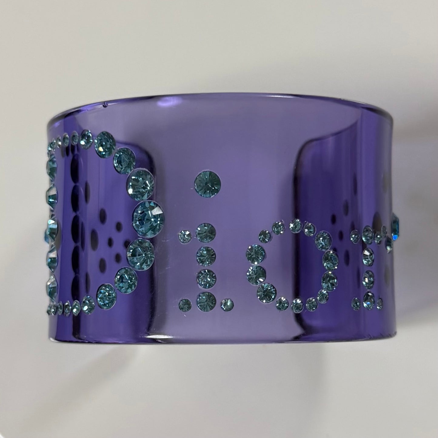 CHRISTIAN DIOR 2004 Lucite Cuff Bracelet with Blue Rhinestones