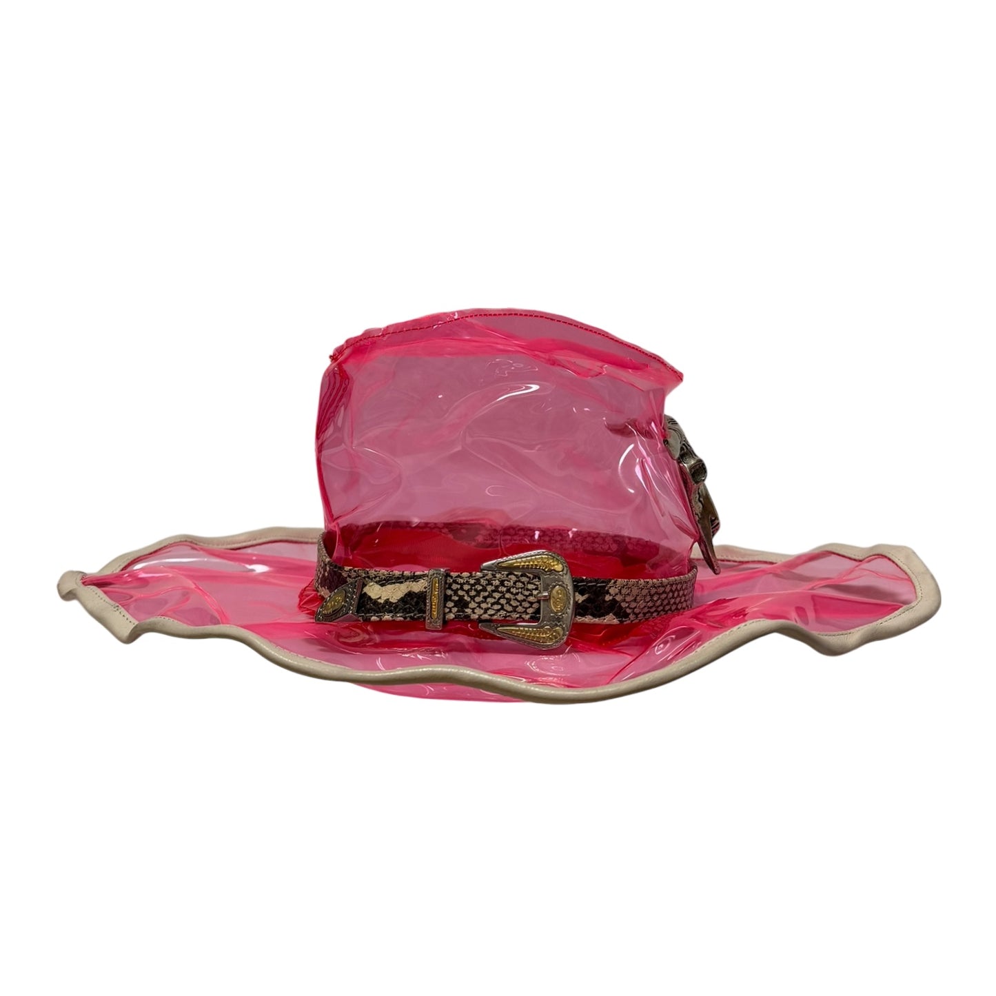 D&G Spring Summer 2004 Pink Transparent PVC Cowboy Hat with Metal Longhorn Skull