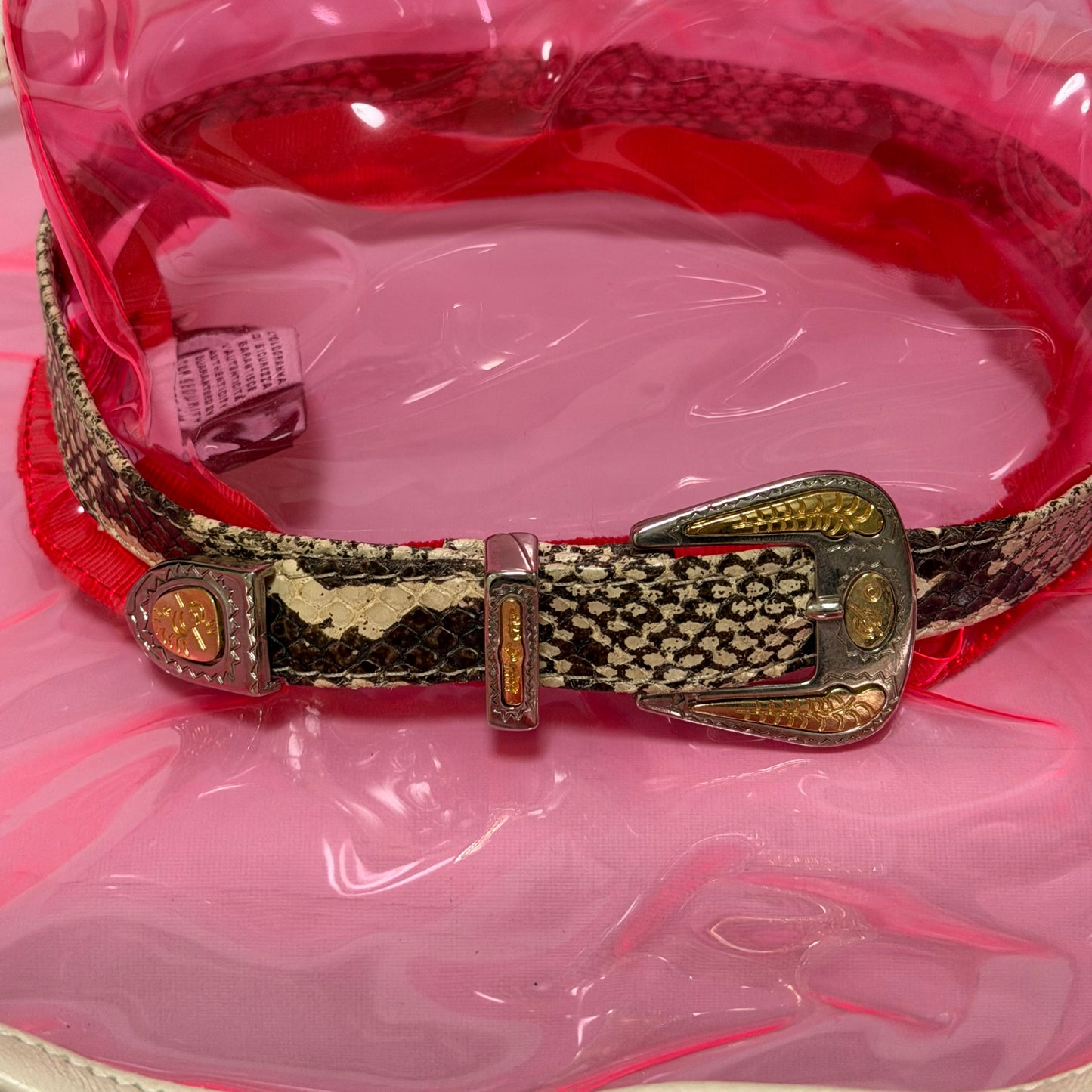 D&G Spring Summer 2004 Pink Transparent PVC Cowboy Hat with Metal Longhorn Skull