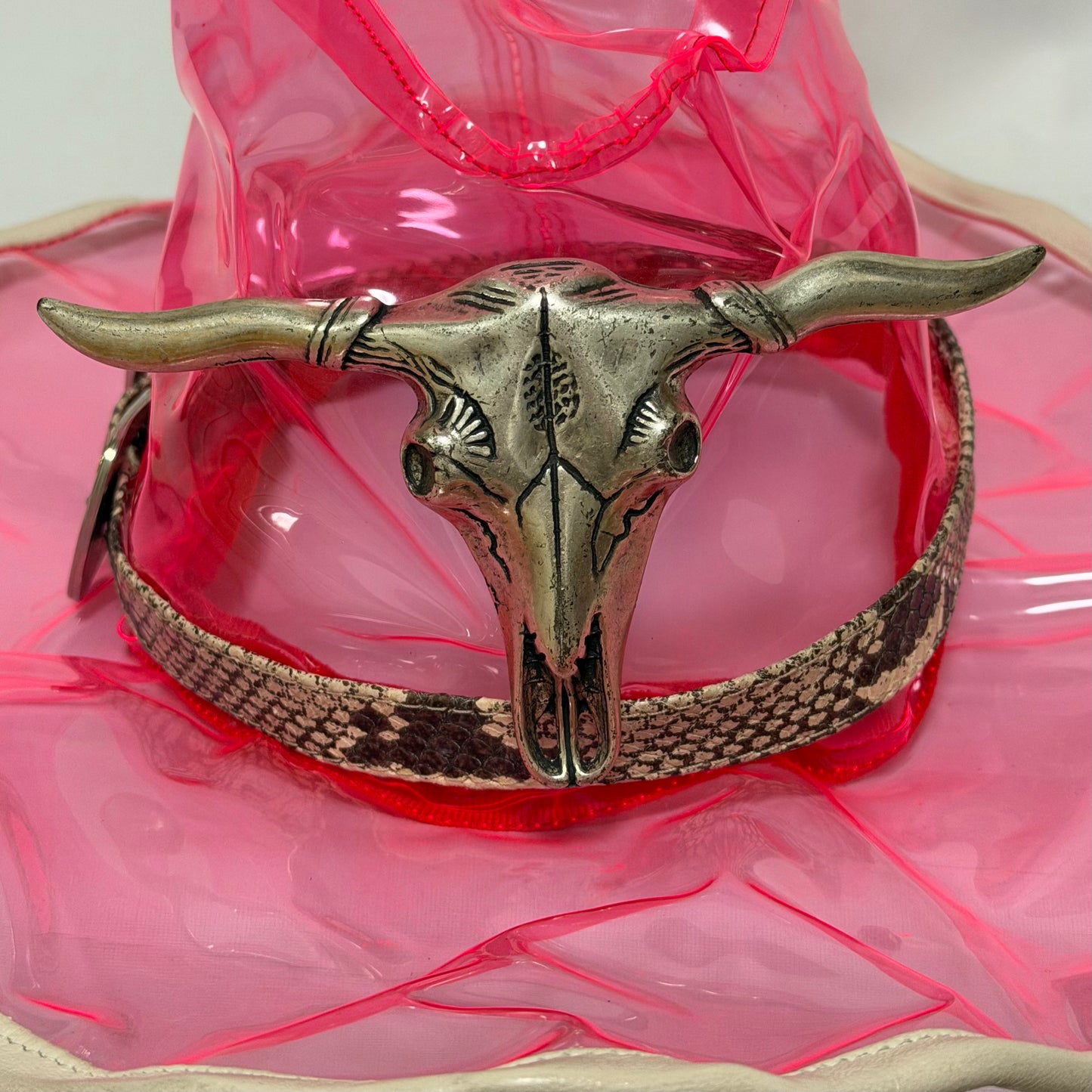 D&G Spring Summer 2004 Pink Transparent PVC Cowboy Hat with Metal Longhorn Skull