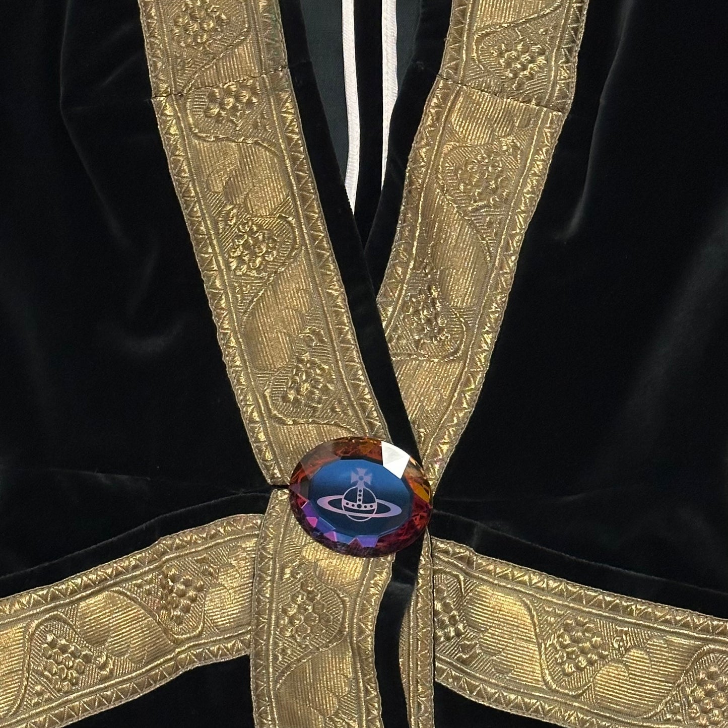 VIVIENNE WESTWOOD Fall Winter 1998 "Dressed To Scale" Velvet Brocade Jacket with Orb Buttons