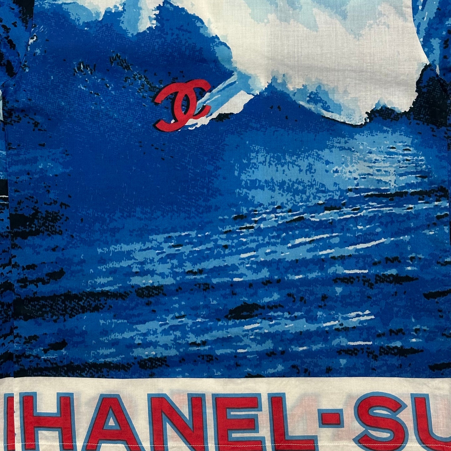 CHANEL Spring Summer 2002 Surf Logo Print Aloha Shirt