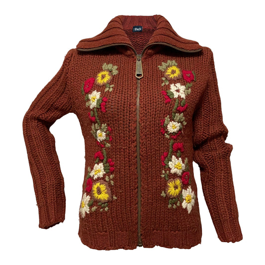 D&G Fall Winter 2002 Embroidered Floral Knit Cardigan