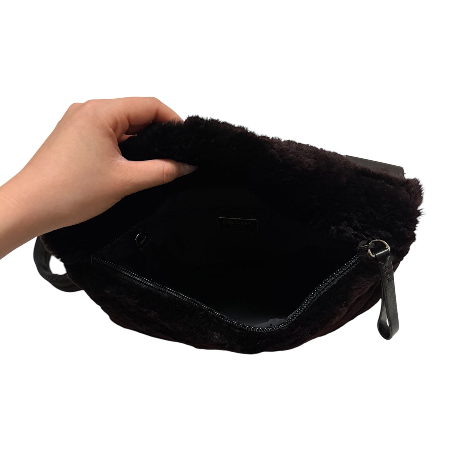 PRADA Fall Winter 1999 Fur & Mesh Shoulder Bag