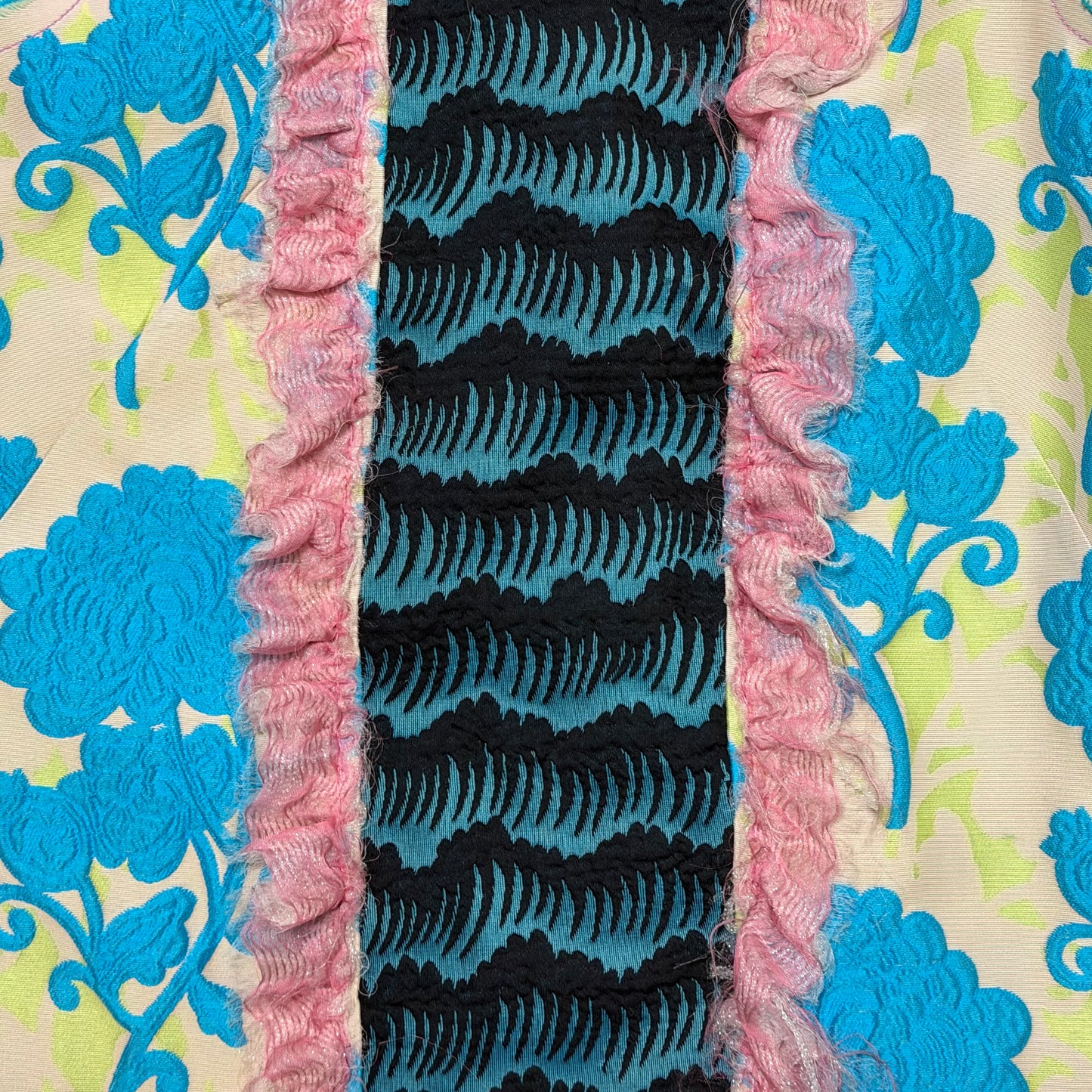 MIU MIU Spring Summer 2015 Cloqué Peony Pattern Sleeveless Top with Ruffle Trim