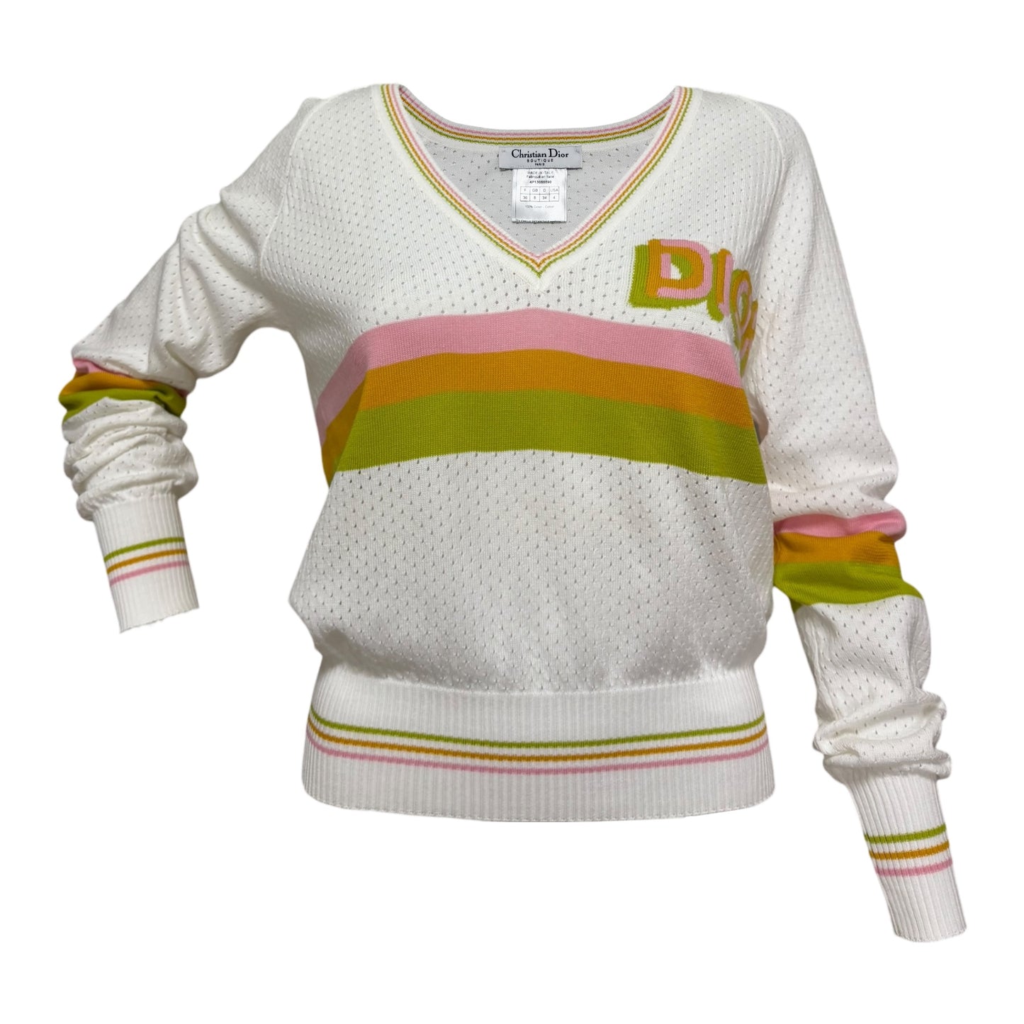 CHRISTIAN DIOR Spring Summer 2004 Perforated V-Neck Knit Sweater