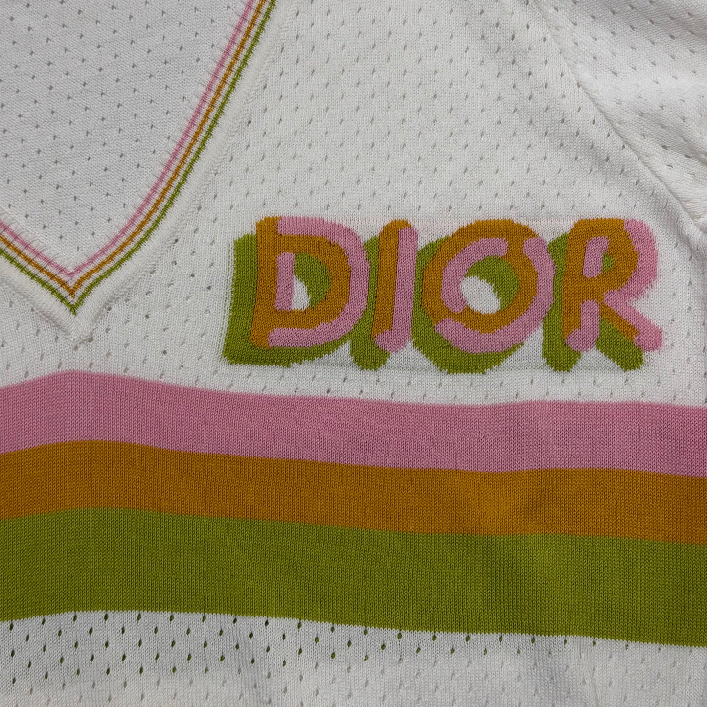 CHRISTIAN DIOR Spring Summer 2004 Perforated V-Neck Knit Sweater