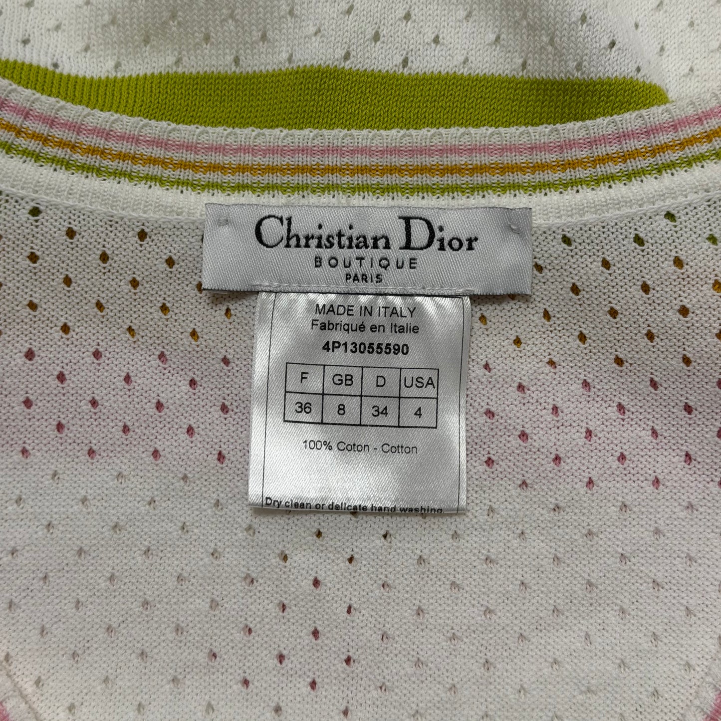 CHRISTIAN DIOR Spring Summer 2004 Perforated V-Neck Knit Sweater