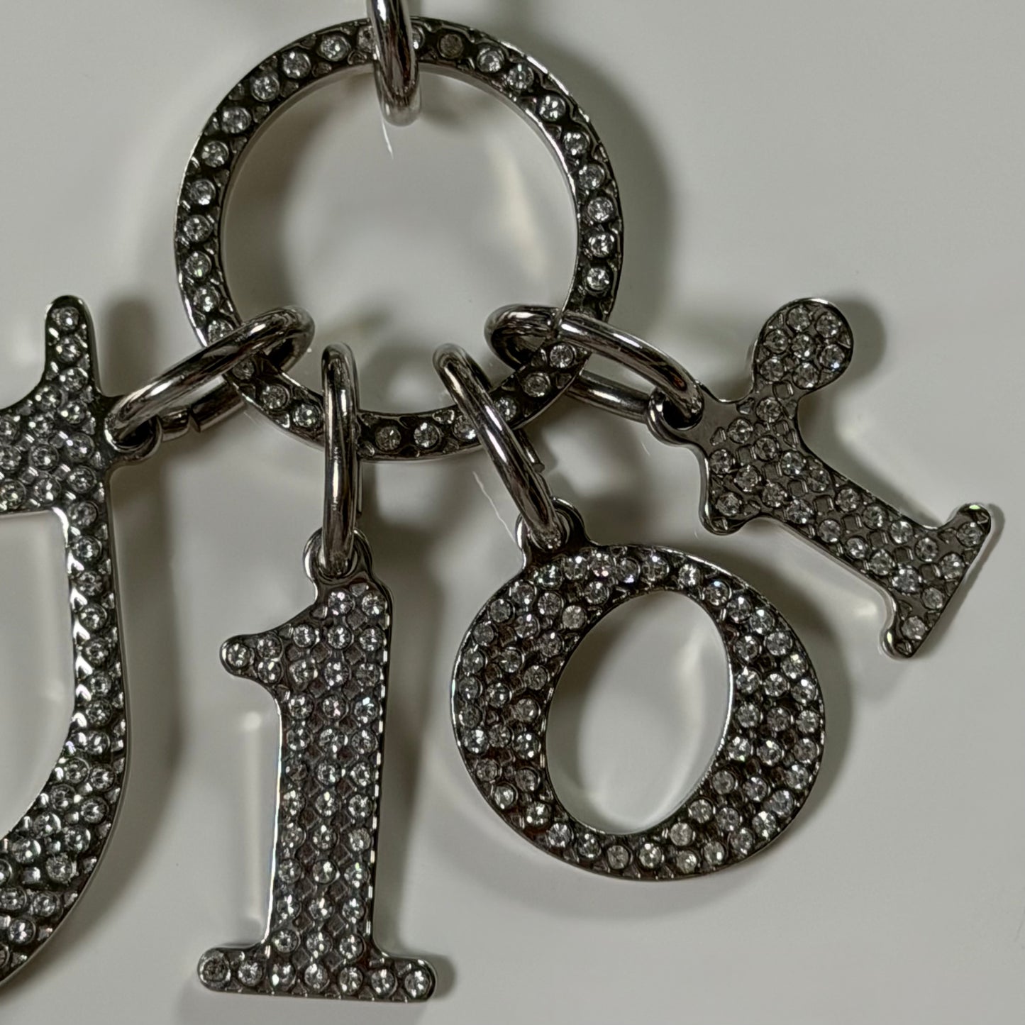 CHRISTIAN DIOR Vintage Pavé Crystal Dior Logo Bag Charm Key Chain