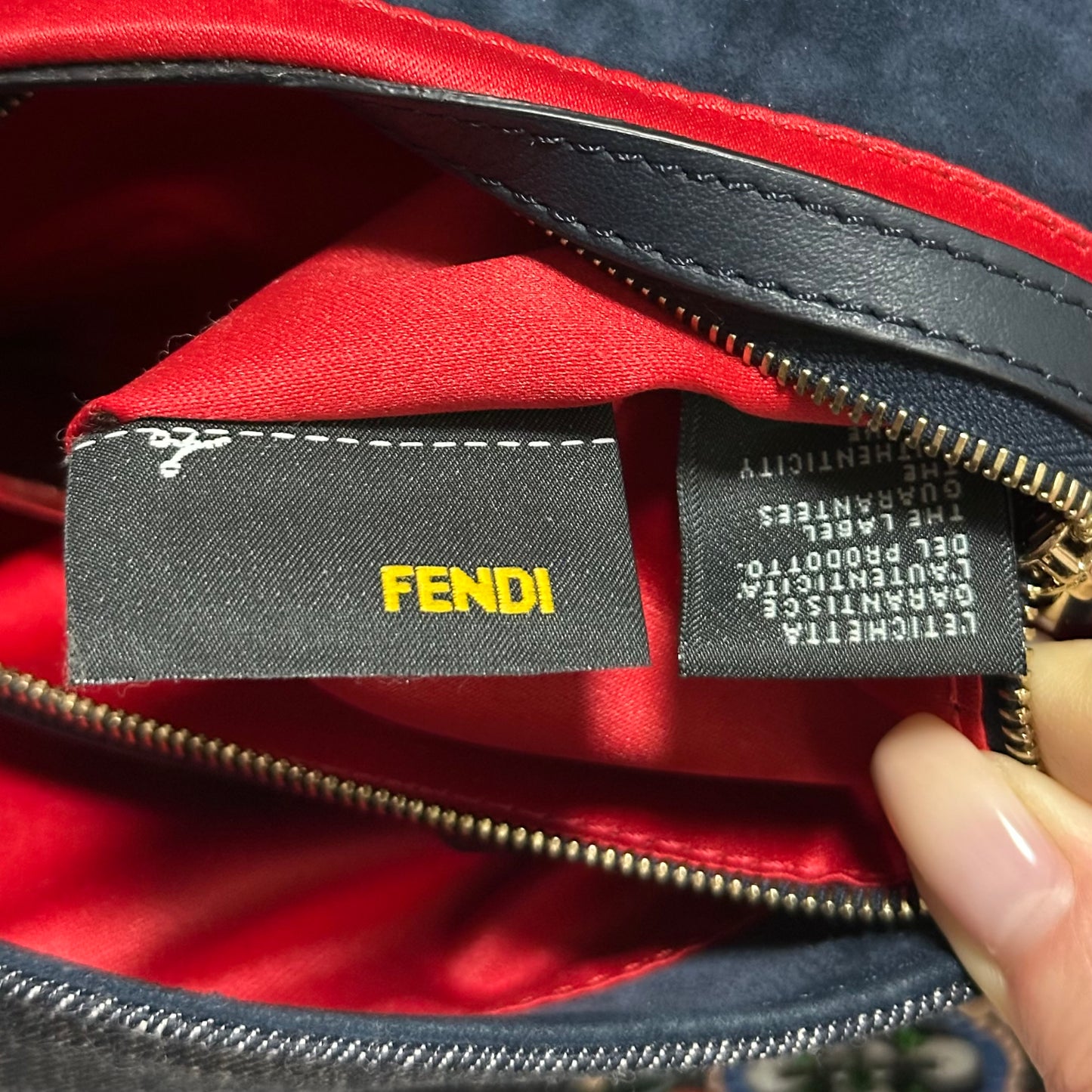 FENDI Spring Summer 2014 Denim Beaded Mamma Baguette Bag