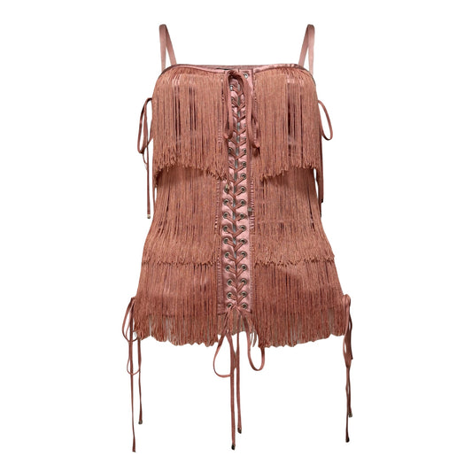 DOLCE&GABBANA Fall Winter 2003 Fringed Lace-Up Corset Bustier