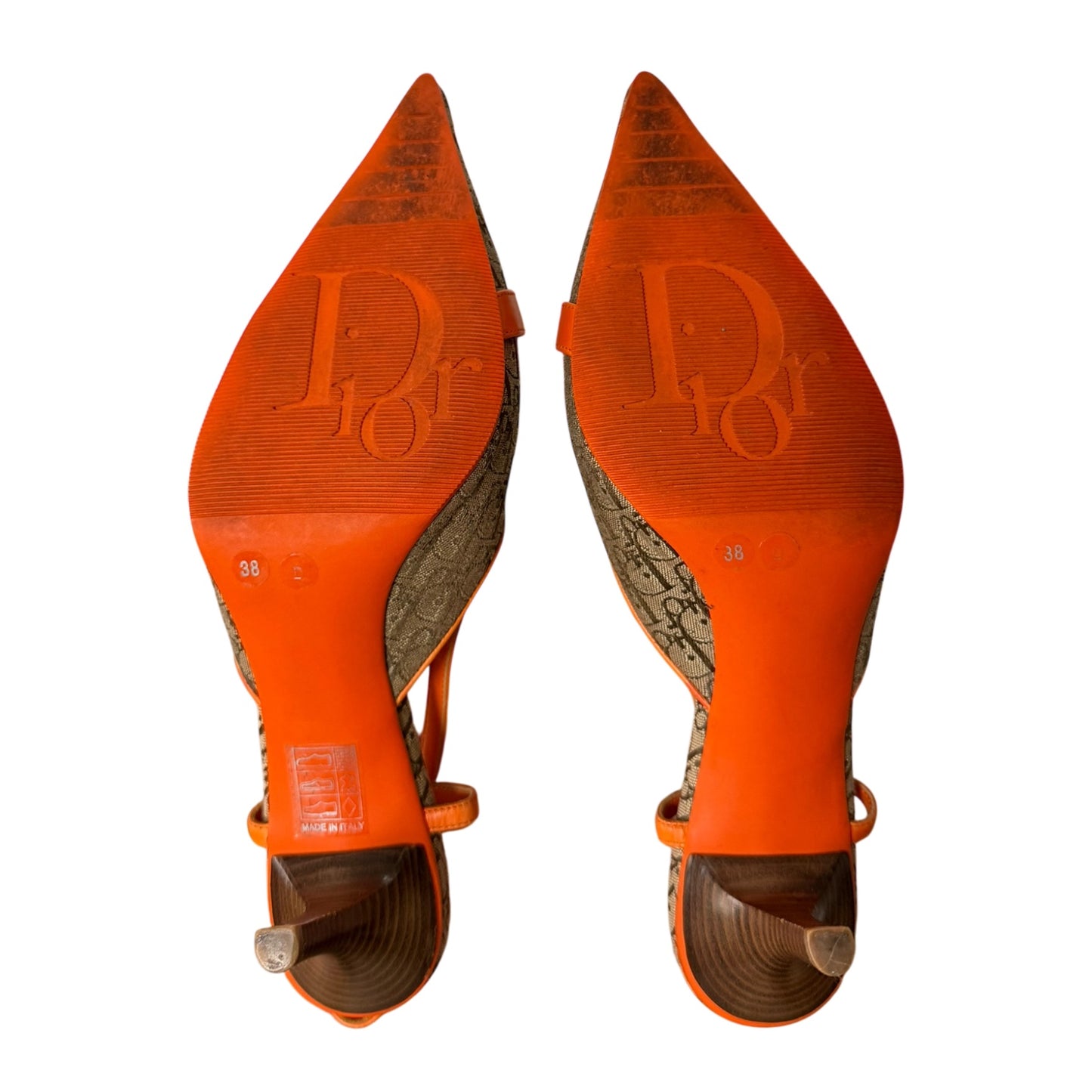 CHRISTIAN DIOR Spring Summer 2005 Trotter Monogram Slingback Pumps with Logo Plate