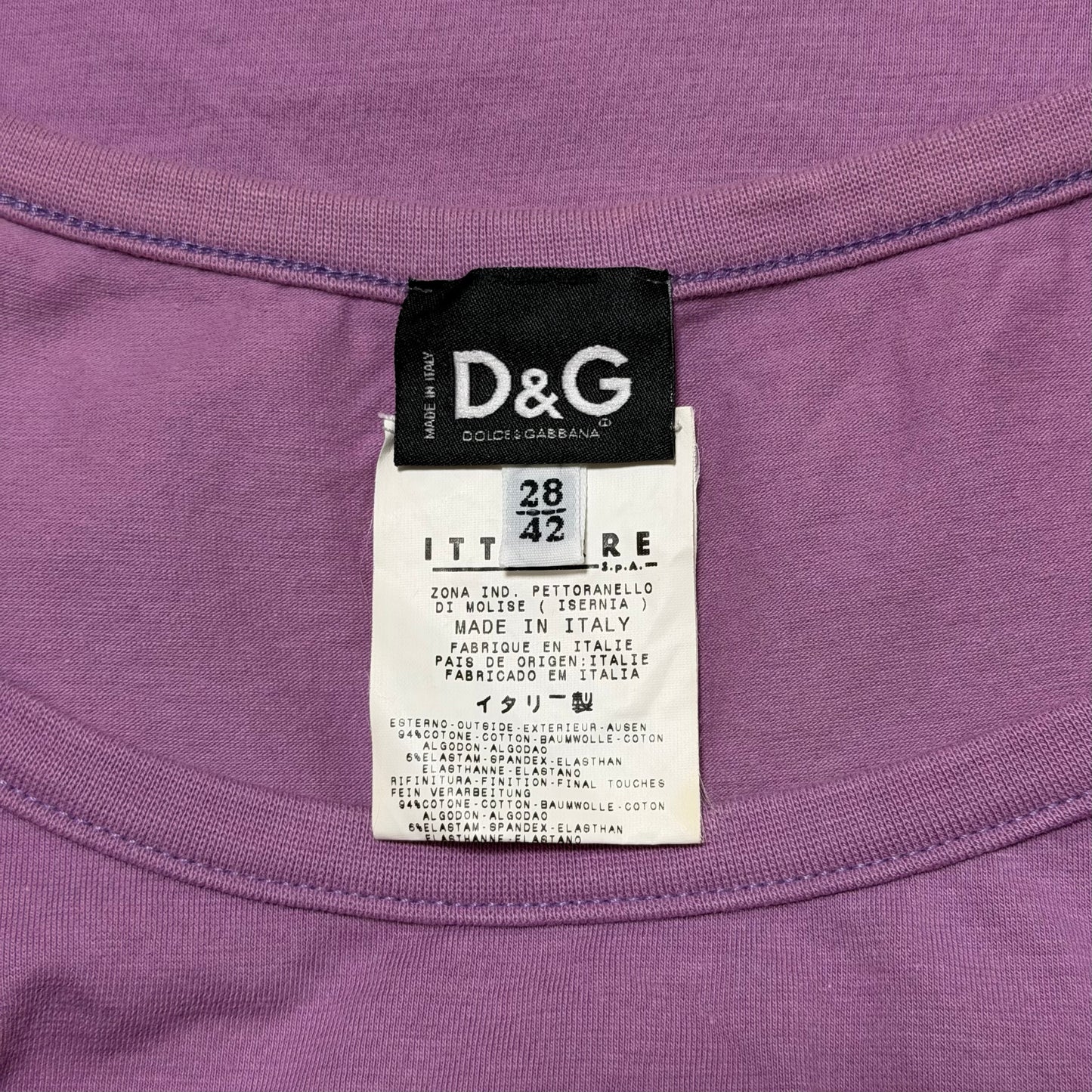 D&G Spring Summer 2002 “Glamour” Graphic Frill Sleeve T-Shirt