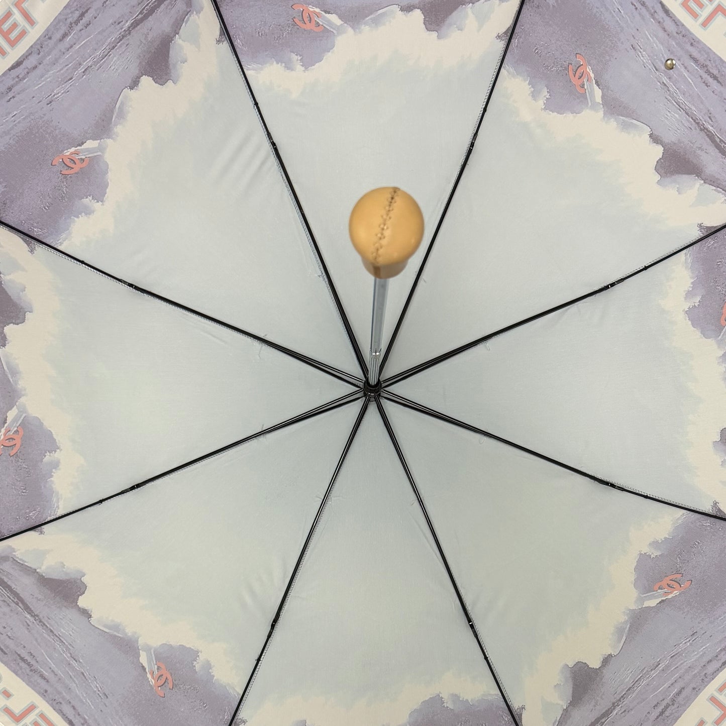 CHANEL Spring Summer 2002 Surf Logo Print Folding Umbrella
