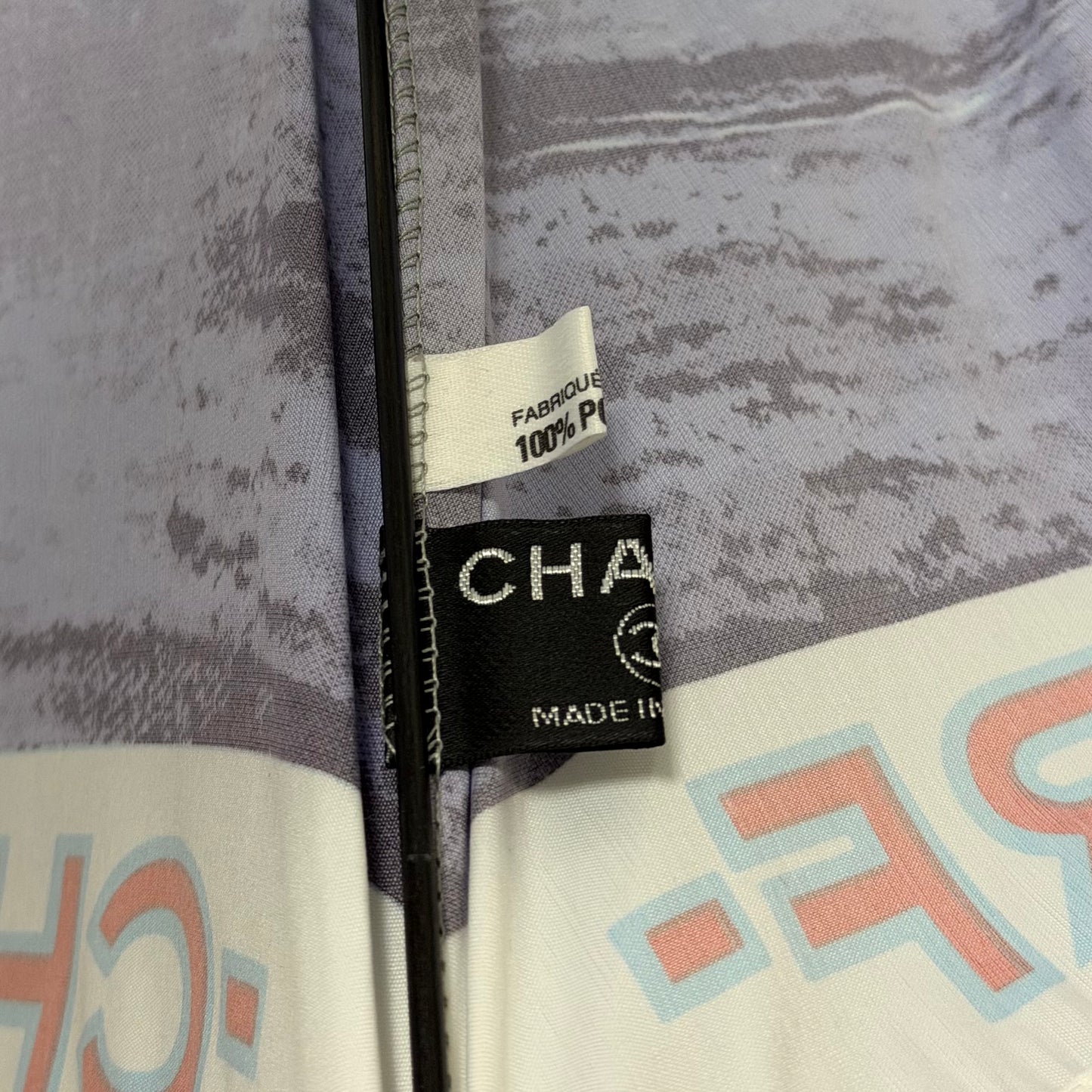 CHANEL Spring Summer 2002 Surf Logo Print Folding Umbrella