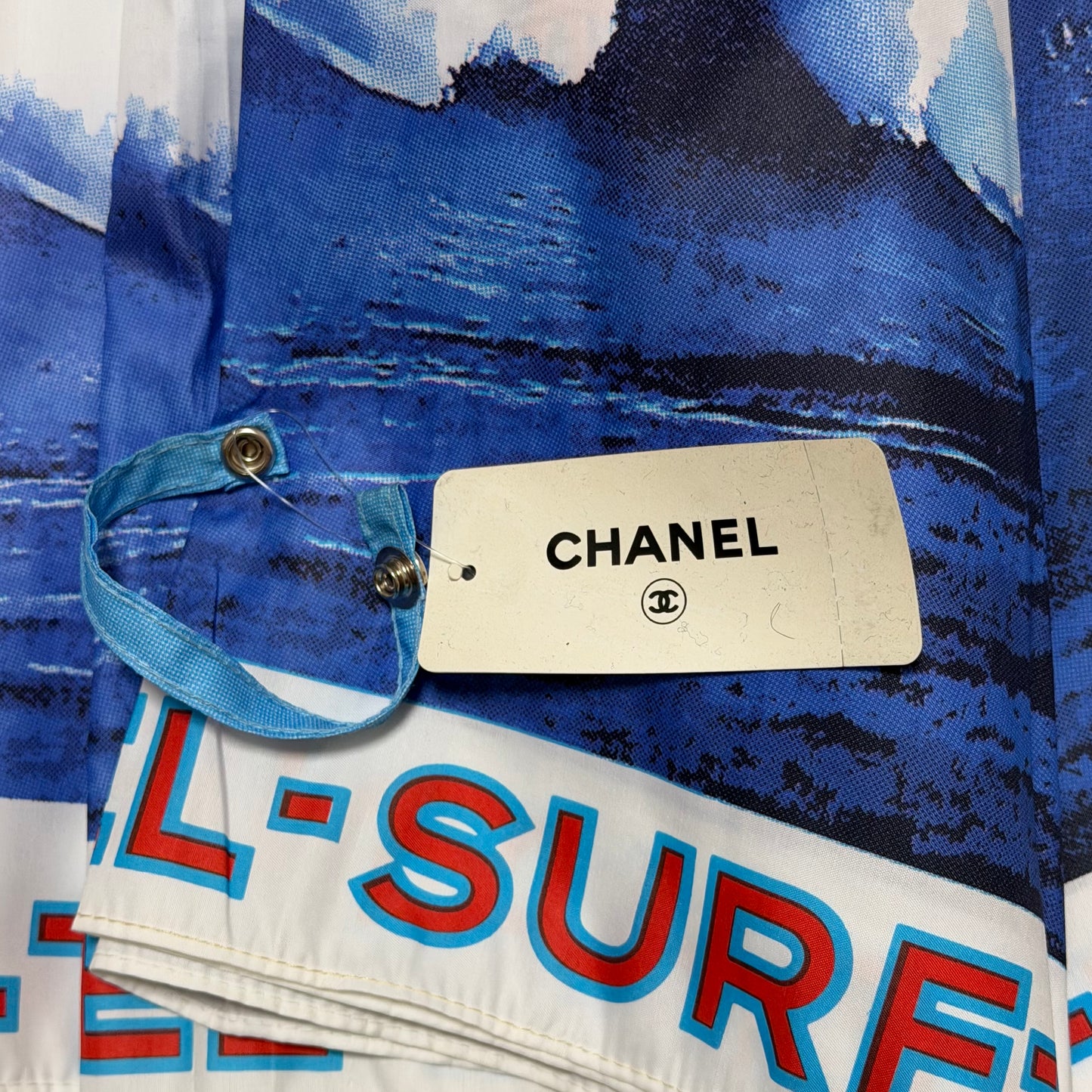 CHANEL Spring Summer 2002 Surf Logo Print Folding Umbrella