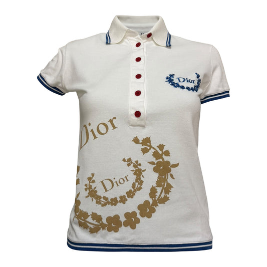 CHRISTIAN DIOR Resort 2004 Floral Logo Golf Polo Shirt
