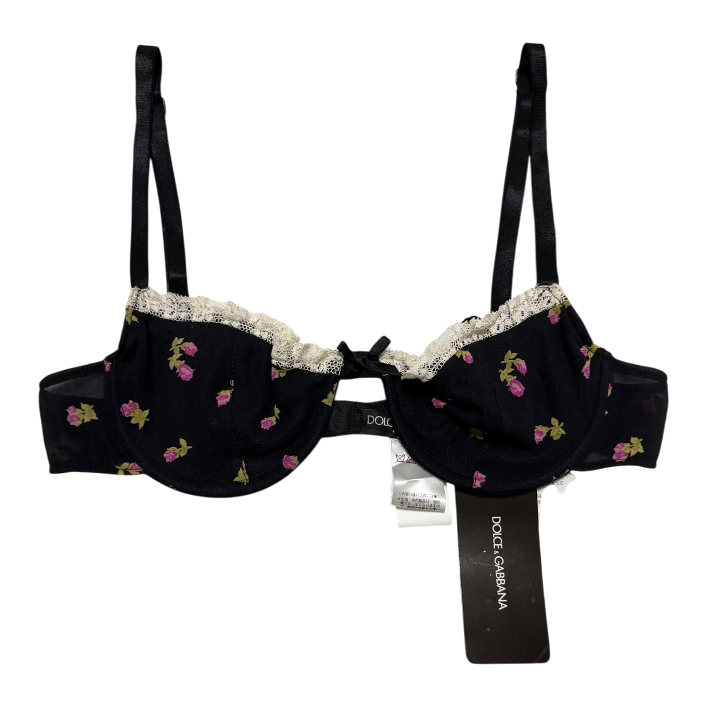 DOLCE&GABBANA Fall Winter 2001 Floral Lace Trim Balconette Bra Top