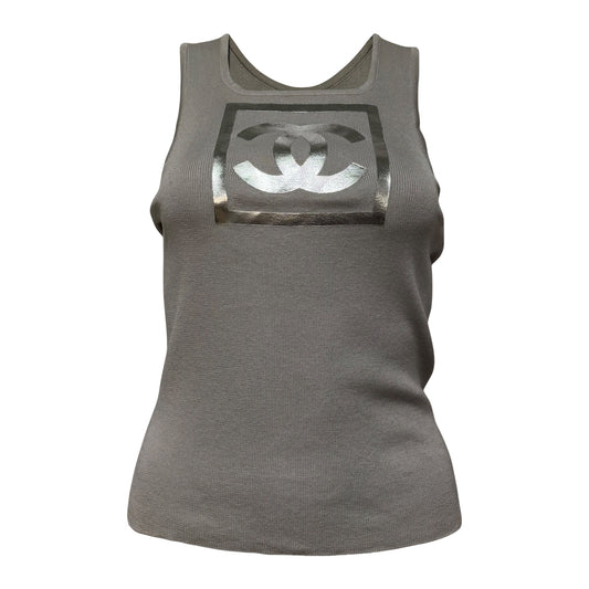 CHANEL Sport Spring Summer 2001 CC Logo Knit Tank Top