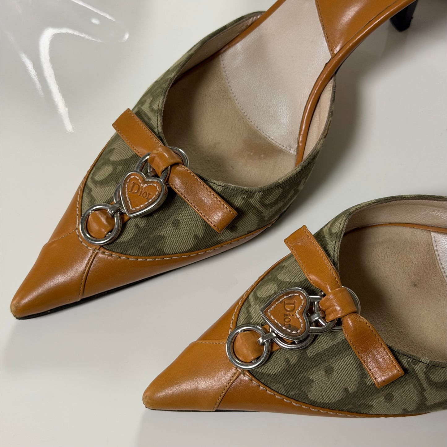 CHRISTIAN DIOR Fall Winter 2006 ‘Romantique’ Trotter Canvas & Leather Mules