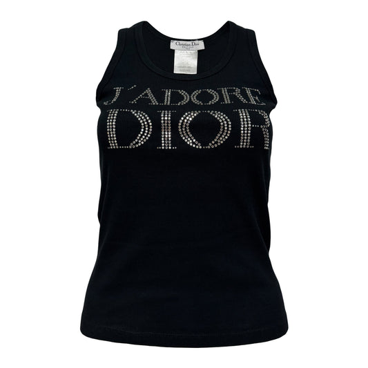 CHRISTIAN DIOR Fall Winter 2003 "J'ADORE DIOR" Rhinestone Logo Tank Top