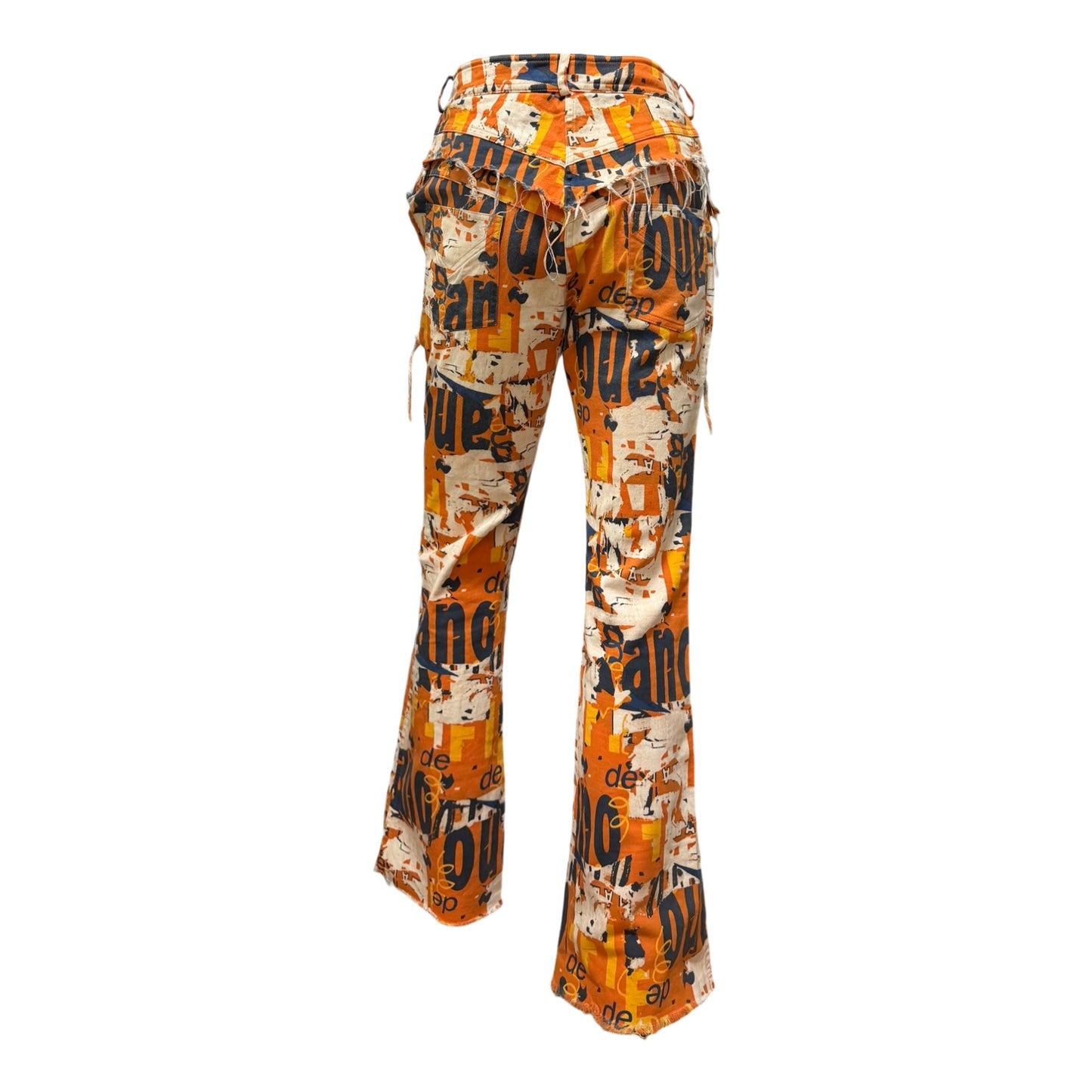 CHRISTIAN DIOR Spring Summer 2001 Graphic Print Zip Detail Cargo Flared Trousers