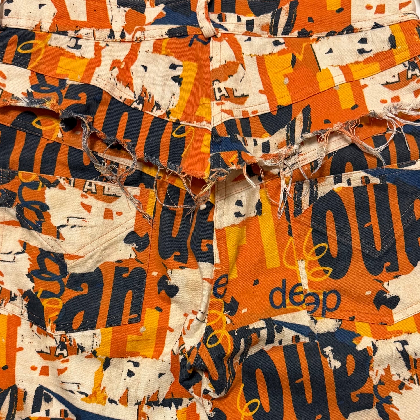 CHRISTIAN DIOR Spring Summer 2001 Graphic Print Zip Detail Cargo Flared Trousers