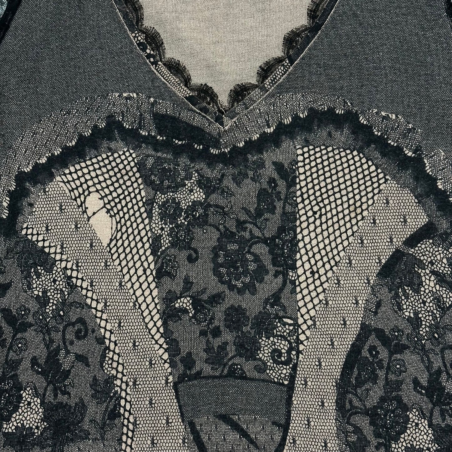 CHRISTIAN DIOR Spring Summer 2006 Lace Trim Knit T-Shirt