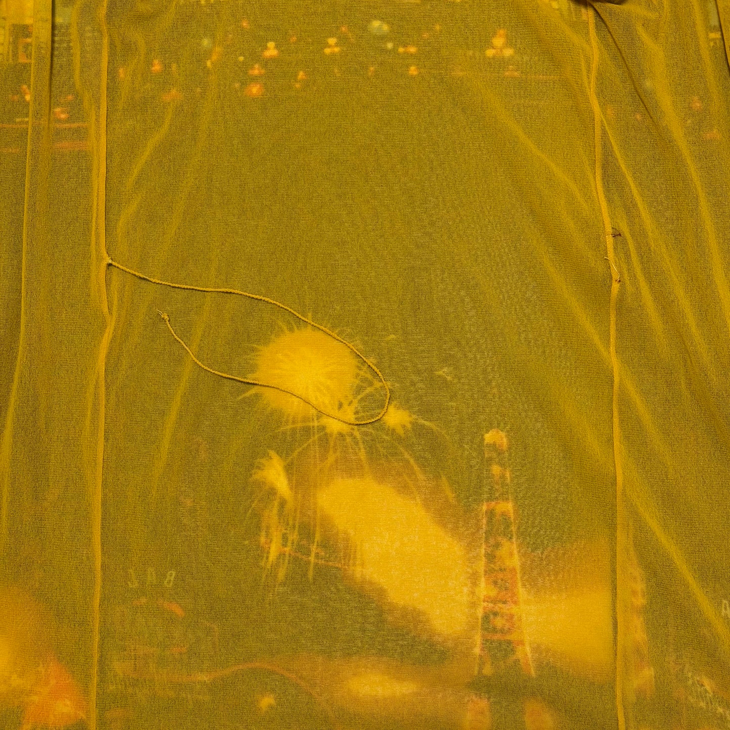 JEAN PAUL GAULTIER Fall 2000 Couture Paris Eiffel Tower City Lights Print Mesh Wrap Dress