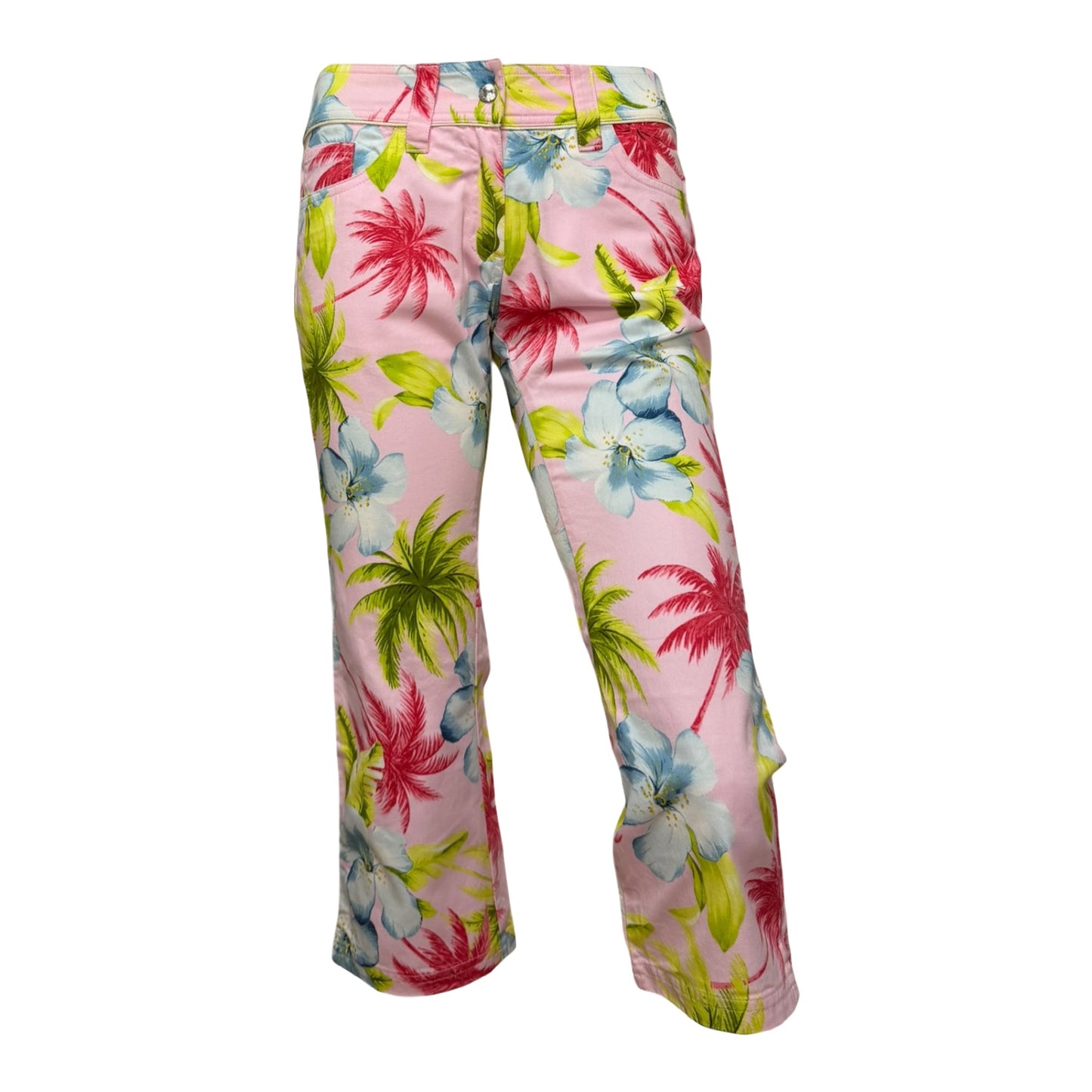 DOLCE&GABBANA Vintage Floral Cotton Cropped Pants