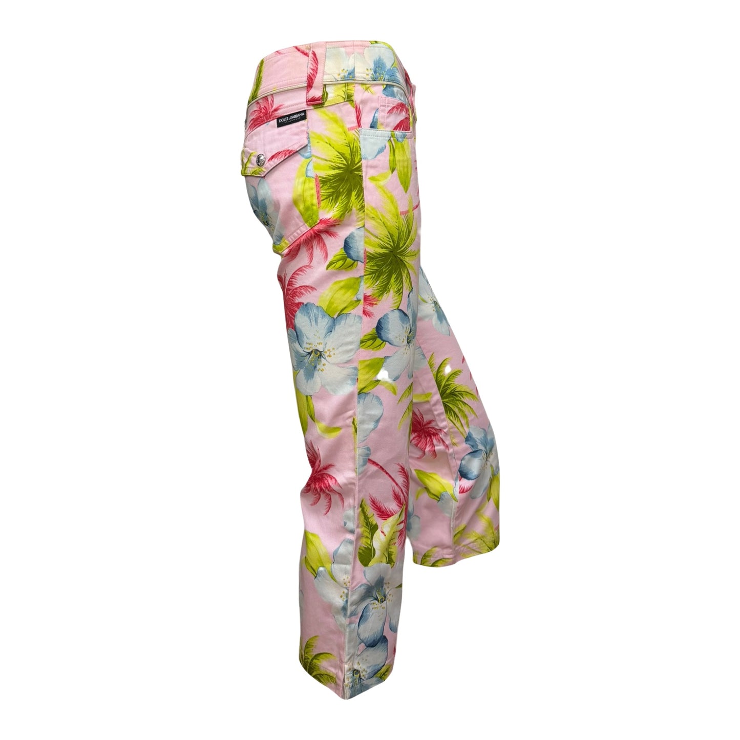 DOLCE&GABBANA Vintage Floral Cotton Cropped Pants